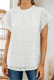 Womens Ruffled Sleeve Swiss Dot T-shirts