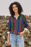 Womens Multicolor Striped Long Sleeve Shirt