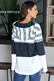 Women's Casual Color Block Pullover Hooded Sweatshirts Drawstring Hoodie