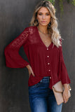 Womens Crochet White Bell Sleeve Top