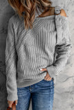 Women's  Strapped Cut Out Shoulder Knitted Top Solid Color Turtleneck Sweater