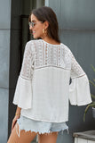 Womens Crochet White Bell Sleeve Top