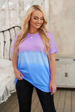 Crew Neck Tie-dye Colorblock Plus Size Tee