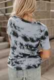 Chemises à col en V pour femmes Tie Dye Tee Tops