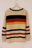 Womens Cardigan Color Block Striped Pocket Knit Sweaters Coat Outwear