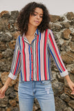 Womens Multicolor Striped Long Sleeve Shirt
