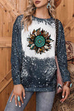 Tie-dyed Sunflower Print Long Sleeve Pullover Sweatshirt