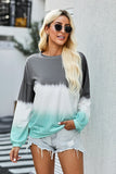 Women Color Block Casual Tops Tie Dye Pullover Sweatshirt