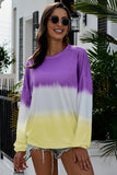 Women Color Block Casual Tops Tie Dye Pullover Sweatshirt
