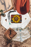 Leopard Striped Sunflower Print Womens Sweatshirt Crewneck Pullover Tee Tops