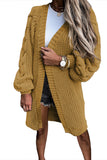 Womens Kimono Open Front Cable Sleeve Long Knit Cardigan Sweater