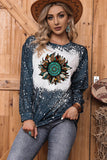 Tie-dyed Sunflower Print Long Sleeve Pullover Sweatshirt