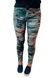 Camouflage Hollow out Skinny Jeans with Pocket