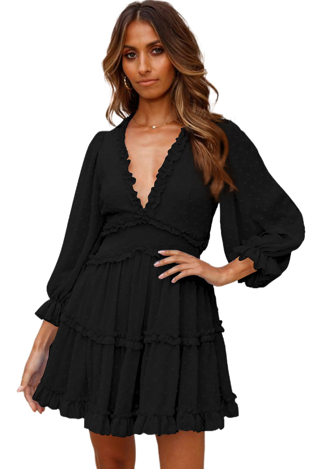 Womens Puff Sleeve Swiss Dot Dress Ruffle Backless Loose Summer Flowy PinkQueenShop Womens Puff Sleeve Swiss Dot Dress Ruffle Backless Loose Summer Flowy PinkQueenShop
