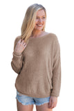 Women's Crew Neck Backless Knitted Pullover Cross Back Sweater