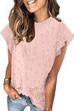 Womens Ruffled Sleeve Swiss Dot T-shirts