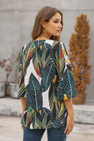 Womens V Neck Print Bell Sleeve Blouse