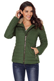 LC85117-9XXL, LC85117-9XL, LC85117-9L, LC85117-9M, LC85117-9S, Broute Green Winter Coats for Women Camel Faux Fur Collar Trim Black Quilted Jacket Outerwear