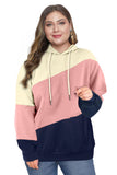 Colorblock Kangaroo Pocket Plus Size Hoodie