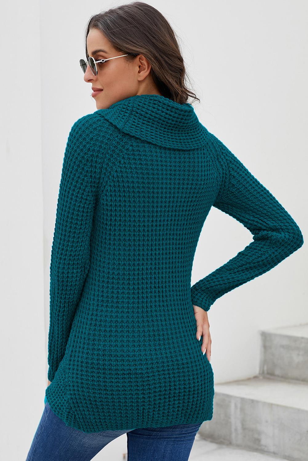 Women's Buttoned Wrap Sweater Turtleneck Sweater Jumper