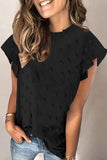 Womens Ruffled Sleeve Swiss Dot T-shirts