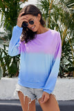 Femmes Color Block Casual Tops Tie Dye Pull Sweat