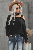 Women's  Strapped Cut Out Shoulder Knitted Top Solid Color Turtleneck Sweater