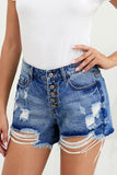 Short en denim d'aspect usé à taille haute Hot Mama