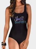 Womens Scoop Neck Print One Piece Swimsuit Criss Cross Back Swimwear Bathing Suits