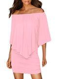 Robe Mini Poncho Noire Superposée à Plusieurs Pansements