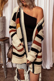 Womens Cardigan Color Block Striped Pocket Knit Sweaters Coat Outwear