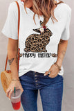 T-shirt à manches courtes imprimé léopard lapin de Pâques