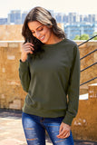 Women's Casual Crew Neck Christmas Pullover Cotton Blend Sweatshirt
