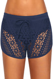 Womens Swim Shorts Cut Out Lace Overlay Lace Swim Bottom Board Shorts