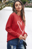 Heart Shape Print Long Sleeve Pullover Sweatshirt