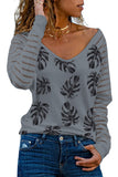Print Patchwork Mesh Long Sleeve Top