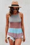 Knitted Tank Top Women's Color Block Striped Knit Top