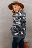 Women's Camo Stars Print Zipper Fleece Hooded Coat with Pockets
