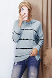 Womens Casual Hoodie Tie-dye Striped Drawstring Pullover Tops Shirts