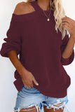 Womens Knit Sweaters Cotton Cold Shoulder Tunic Sweater Tops