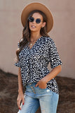 Chloe Animal Print V-neck Rolled Sleeve Tunic Top