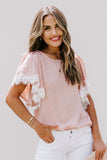 Satin Lace Flutter Sleeve Top