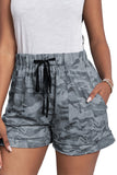 Print Drawstring Casual Shorts with Pocket