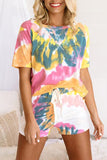 Pyjama Set Shorts Womens Tie Dye Print Lounge Set