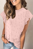 Womens Ruffled Sleeve Swiss Dot T-shirts