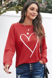 Heart Shape Print Long Sleeve Pullover Sweatshirt