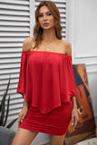 Women's Sexy Off Shoulder Ruffles Layered Dress Poncho Mini Dress