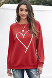 Heart Shape Print Long Sleeve Pullover Sweatshirt