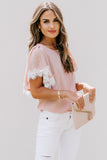 Satin Lace Flutter Sleeve Top