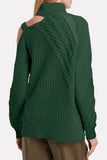 Women's  Strapped Cut Out Shoulder Knitted Top Solid Color Turtleneck Sweater